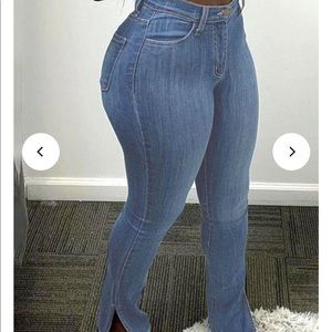 Light wash blue jeans, perfect fit